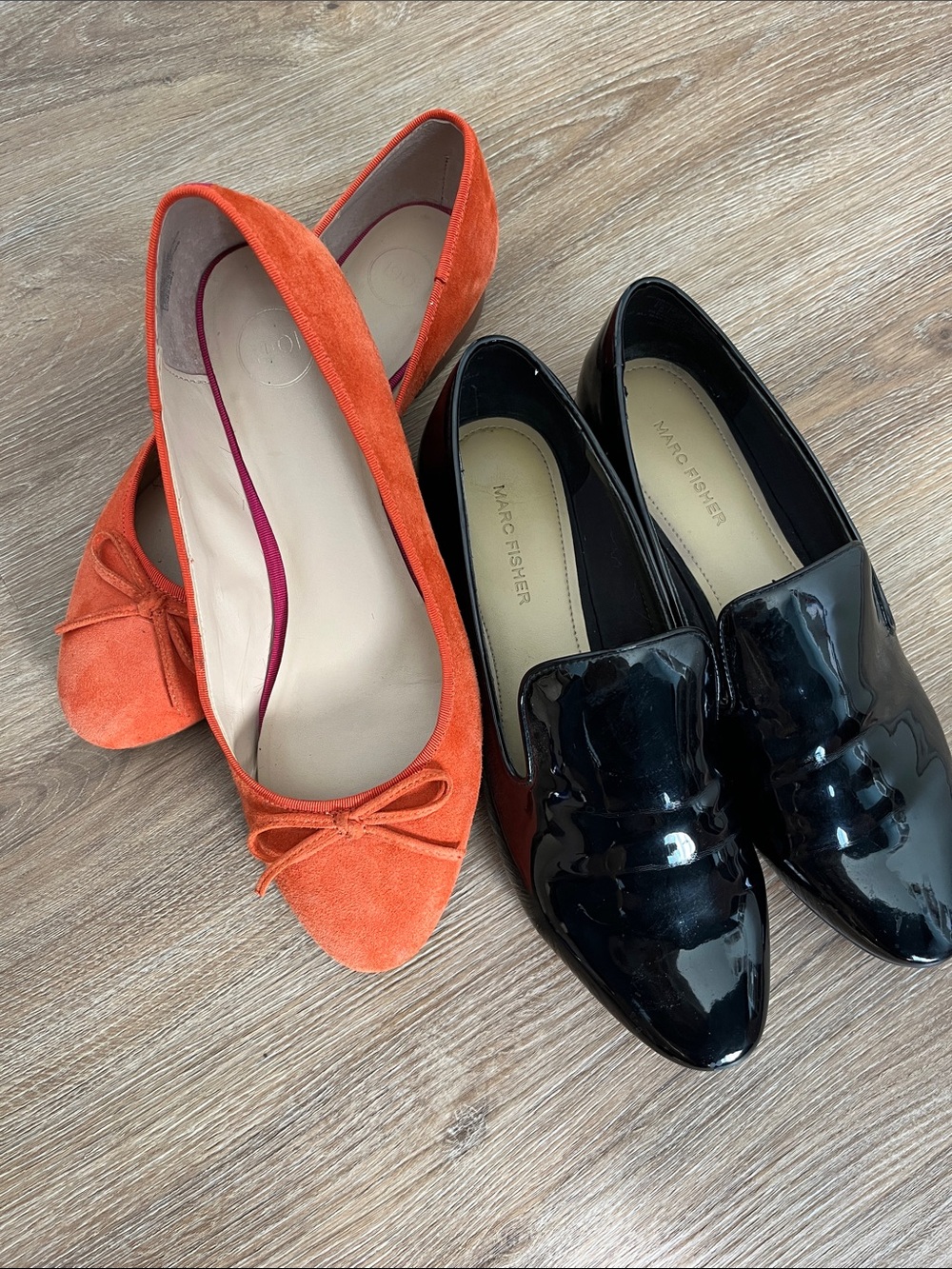 2 pairs Fisher Black & Suede Ballet Flats
